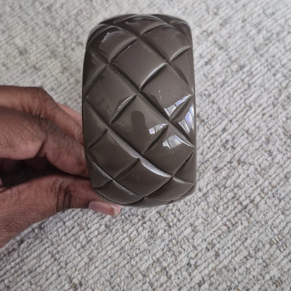Chunky Quilted Brown Green Bracelet Bangle - Picture 5 of 7